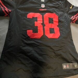 Nike NFL 49ers #38 Black Red Football Jersey